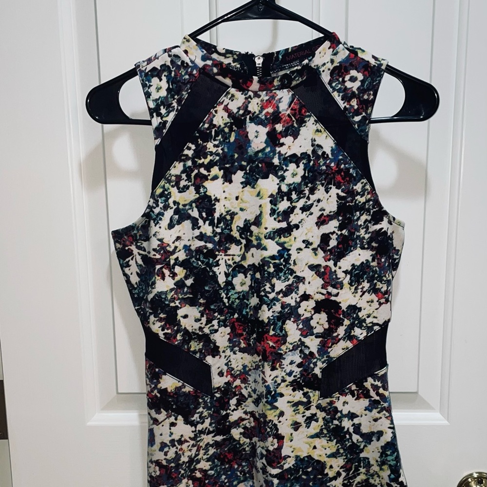 Fitted Floral Sundress with Sheer/Mesh Accents